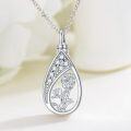 wholesale 925 Sterling Silver Floral Tear Drop Cremation Keepsake Pendant Necklace w/Funnel Kit for Women-0-2