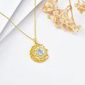 wholesale 925 Sterling Silver Gold Plated White Turquoise Moon Sun Necklace Balance Healing Crystal Gift for Women-0-2