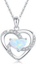 wholesale 925 Sterling Silver Heart Opal Pendant Necklace with Cubic Zirconia Stones for Women - I Love You to the Moon Gift-0-0