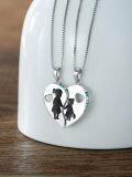 wholesale 925 Sterling Silver Kids Heart Pendant Necklace With Enamel And Cubic Zirconia-0-3