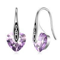 wholesale 925 Sterling Silver Heart Drop Earrings Wholesale With Cz And Celtic Design-Silver-06-Jun