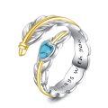 wholesale 925 Sterling Silver Feather Ring With Turquoise And Engraved Message-0-0