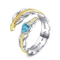 wholesale 925 Sterling Silver Feather Ring With Turquoise And Engraved Message-Feather