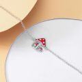 wholesale 925 Sterling Silver Mushroom Red Enamel Adjustable Ankle Anklet-0-1