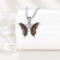 wholesale 925 Sterling Silver Butterfly Wooden Pendant Necklace with Mustard Seed Accents-0-1