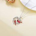 wholesale 925 Sterling Silver Red Cardinal Bird Heart Pendant Necklace for Women Mom Gifts-0-5