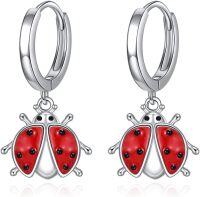 wholesale 925 Sterling Silver Red Enamel Ladybug Drop Earrings Gift for Girls and Women-Ladybug earrings