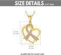 wholesale 14K Gold Pink Crystal Ribbon Heart Pendant Necklace - 18 Inches Chain-0-3