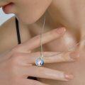 wholesale 925 Sterling Silver Blue Crystal Celtic Horse Head Knot Pendant Necklace-0-1