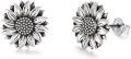 wholesale 925 Sterling Silver Sunflower Stud Earrings - Two-Tone You Are My Sunshine Gift for Women & Moms-0-0