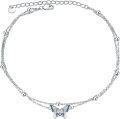 wholesale 925 Sterling Silver Butterfly Anklet with Blue Crystals and Beads for Women Girls-0-0