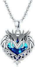 wholesale 925 Sterling Silver Blue Heart Celtic Dragon Pendant Necklace s for Women-0-0