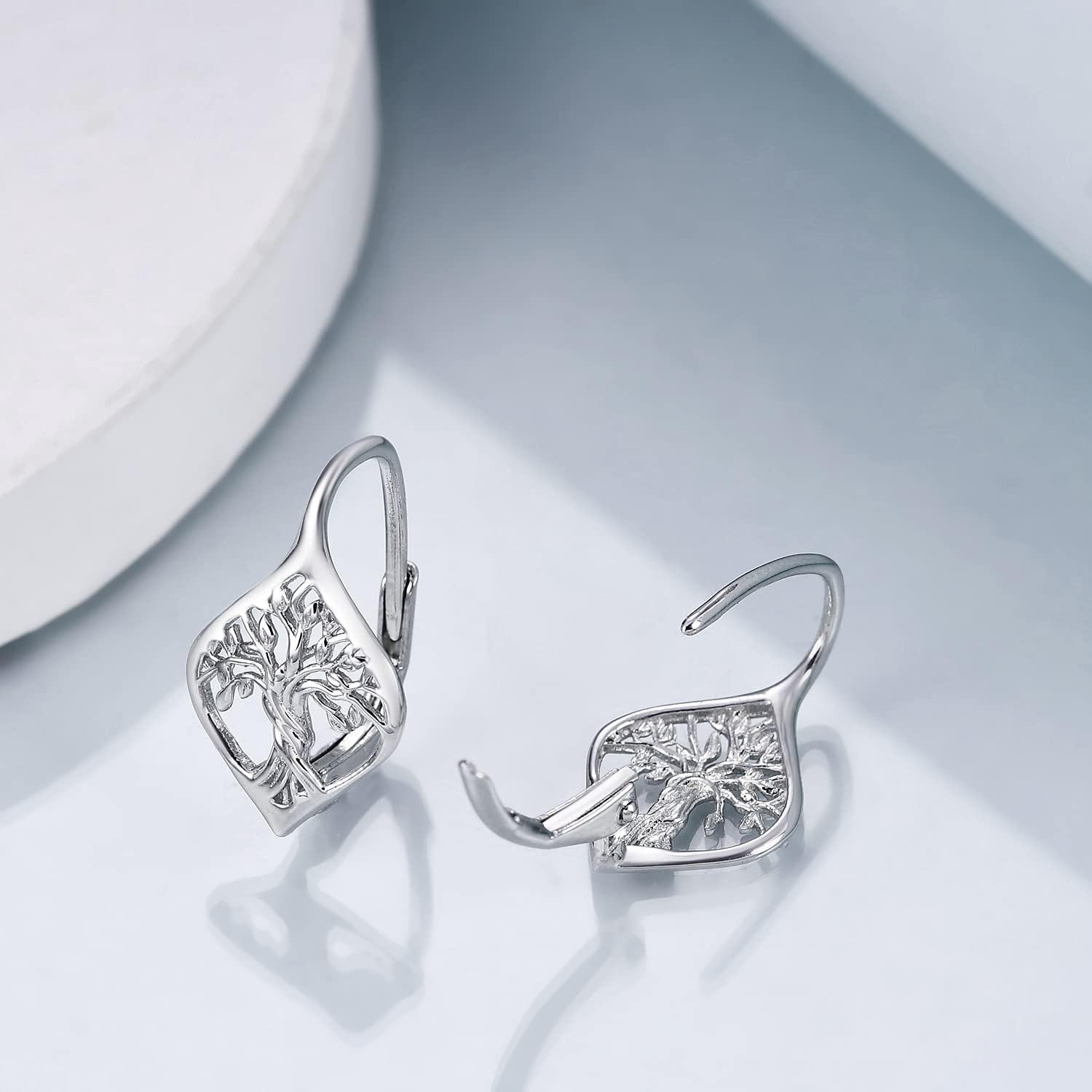 Sterling Silver Leverback Dangle Drop Hoop Earrings for Women Birthday Anniversary Christmas Gifts-0-2
