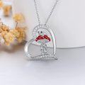 wholesale 925 Sterling Silver Red Mushroom Frog Heart-Shaped Pendant Necklace for Women Girls Gifts-0-3