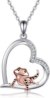 wholesale 925 Sterling Silver Frog Heart-Shaped Pendant Necklace Animal  for Her-Heart