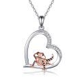 wholesale 925 Sterling Silver Frog Heart-Shaped Pendant Necklace Animal  for Her-0-0