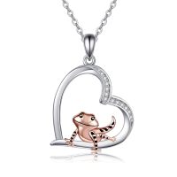 wholesale 925 Sterling Silver Frog Heart-Shaped Pendant Necklace Animal  for Her-Heart