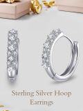 wholesale 925 Sterling Silver Cubic Zirconia Princess Cut Huggie Hoop Earrings for Women Gift Ideas-0-4