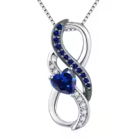 wholesale  925 Sterling Silver White Gold Plated Heart Birthstone Necklace with Infinity Symbol for Women, Adjustable Chain, Hypoallergenic, Elegant Gift for Her-09-September