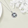 wholesale 925 Sterling Silver Compass Pendant Necklace with Blue World Map and White Stone Accents-0-1