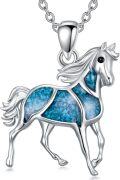 wholesale 925 Sterling Silver Turquoise Horse Pendant Necklace for Women Men  45cm Chain Length-0-0