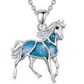wholesale 925 Sterling Silver Horse Pendant Necklace With Turquoise Inlay-0-0
