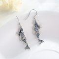 wholesale 925 Sterling Silver Gothic Mermaid Skeleton Tail Drop Earrings-0-2