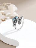 TOUPOP Sterling Silver Turquoise Adjustable Vintage Boho Spoon Ring-0-2