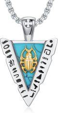 wholesale 925 Sterling Silver Turquoise Scarab Beetle Arrowhead Pendant Necklace Ancient Egypt Jewelry-0-0