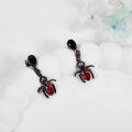 wholesale Black 925 Sterling Silver Spider Teardrop Dangle Earrings - Gothic Halloween  for Her-0-1