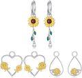 wholesale 925 Sterling Silver Sunflower Daisy Lotus Drop Earring Set for Women (3 Pairs)-0-0