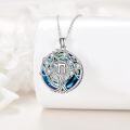 wholesale 925 Sterling Silver Blue Crystal Tree of Life Pendant Necklace with Chai Yin Yang Witch's Knot Charm-0-1