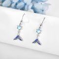 wholesale 925 Sterling Silver Mermaid Tail Earrings with Blue Enamel Ocean Beach s for Women-0-4