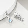 wholesale 925 Sterling Silver Moonstone Swirl Star Drop Dangle Hook Studs Hoop Earrings for Women Girls  4cm Long-0-2
