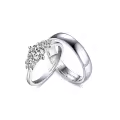 TOUPOP 14k White Gold Plated Moissanite Personalized Wedding Rings Set-0-0