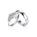 TOUPOP 14k White Gold Plated Moissanite Personalized Wedding Rings Set-0-0