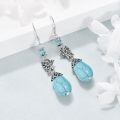 wholesale 925 Sterling Silver Drop Earrings With Turquoise Butterfly Charm For Women-0-4