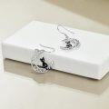 wholesale 925 Sterling Silver Black Cat and Crescent Moon Drop Earrings for Women Gifts-0-4