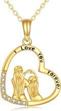 wholesale 14K Gold Mother and Child Love Forever Heart Pendant Necklace for Women-0-0