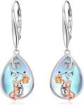 wholesale Moonstone Earrings 925 Sterling Silver Dachshund/corgi/capybara/koala Filigree Dangle Earrings Teardrop Moonstone Jewelry Birthday Christmas Gifts For Women -0-0