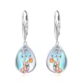 TOUPOP Sterling Silver Moonstone Dachshund Corgi Capybara Koala Filigree Dangle Earrings-0-0