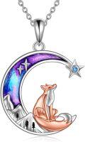 wholesale 925 Sterling Silver Fox Moon Star Pendant Necklace for Women-0-0
