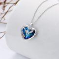 TOUPOP Sterling Silver Blue Crystal I Love You Forever Heart Mom Pendant Necklace-0-5