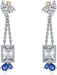 wholesale 925 Sterling Silver Emerald Birthstone Dangle Earrings for Women-Apr.-CZ