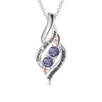 wholesale 925 Sterling Silver Twisted Pendant With Purple Stones-06-Jun-Lavender-Always My Sister Forever My Friend-6-6