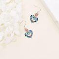 wholesale 925 Sterling Silver Blue Crystal Rose Heart Mom Drop Earrings-0-4