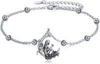 wholesale 925 Sterling Silver Moon Fairy Charm Adjustable Anklet for Women Girls-fairy anklet