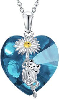 wholesale 925 Sterling Silver Birthstone Crystal Frog Necklace Pendant for Women-A03-March