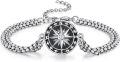 wholesale 925 Sterling Silver Compass Bracelet for Men/Women Adjustable Religious Protection Jewelry Amulet Gift with 7+2 inch -0-0