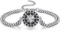 wholesale 925 Sterling Silver Compass Bracelet for Men/Women Adjustable Religious Protection Jewelry Amulet Gift with 7+2 inch -8-Compass A